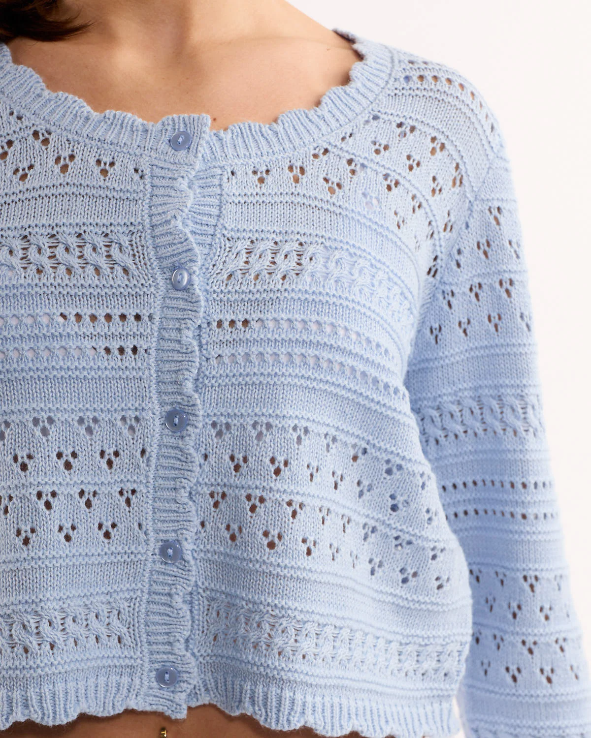 Monica Scallop Hem Long Sleeve Knit Cardigan - Image 3