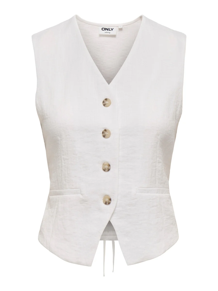Only Ita Life Sleeveless Linen Look Vest - Image 3