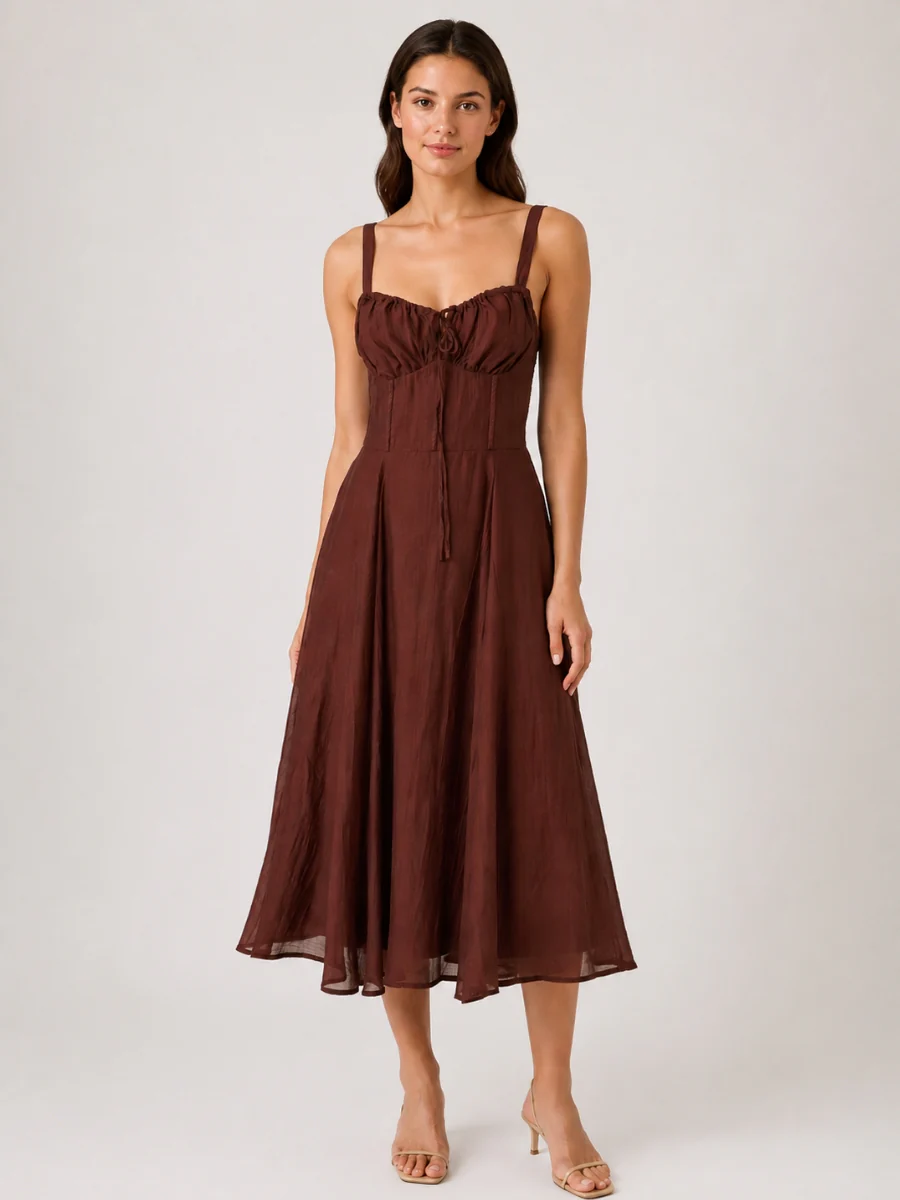 Payton Front Tie Corset Midi Dress - Image 4