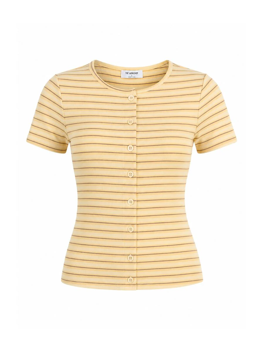 Summer Stripe Short Sleeve Button Down Shirt - Image 3