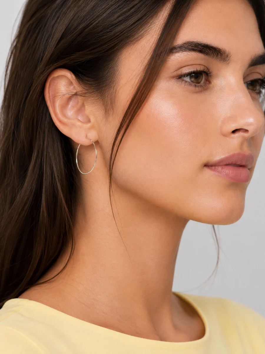 Thin Hoop Earrings - Image 2